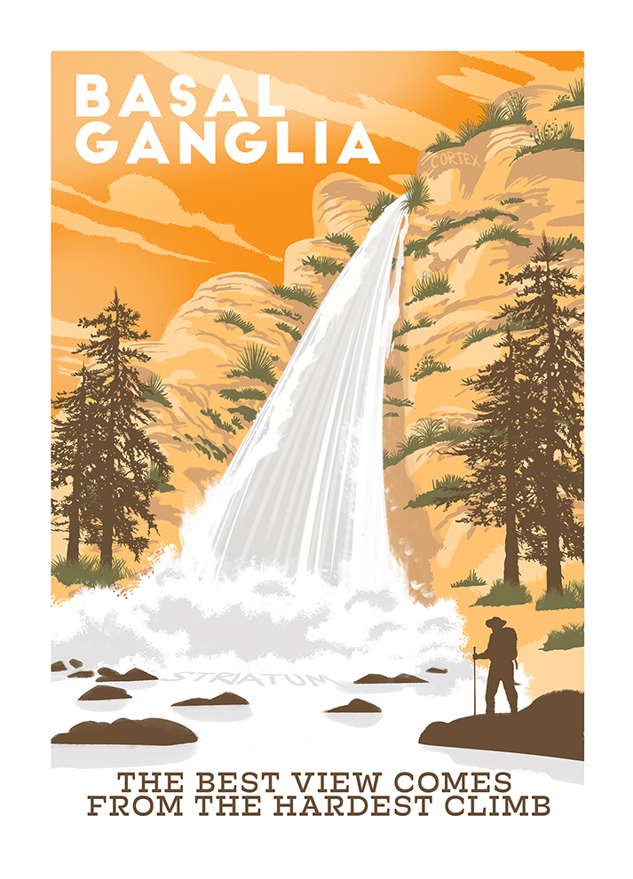 Poster 13x19 "Basal Ganglia: The Best View Comes From the Hardest Climb"