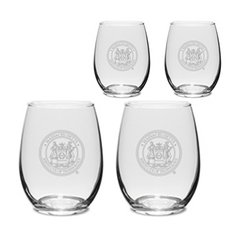 Set of 4 MIT engraved stemless wine glasses