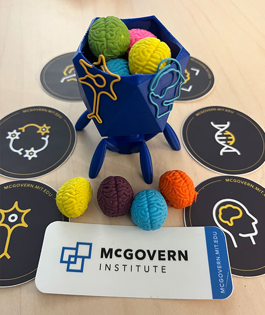 3D Printed Phage with Assorted Stickers, Paper Clips, Post-It Notes, and Brain Erasers
