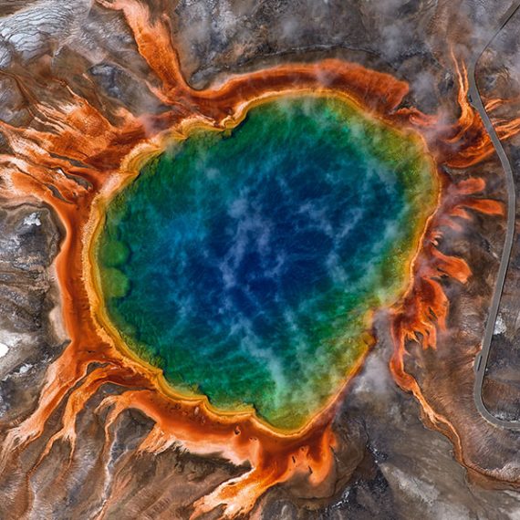 Aerial view of Grand Prismatic, Yellowstone National Park