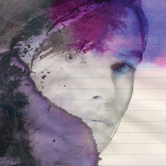 composite artwork of woman partially obscured by purple watercolor.