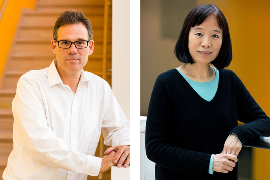 Portraits of two separate scientists.